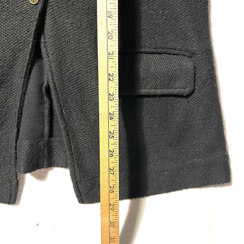 Maeve Knit Blazer Jacket L Large Anthropologie Long Sleeve Gold Button Black - Picture 9 of 10